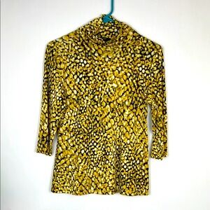 EUC ALFANI Yellow 3/4 Sleeve Mock Ruched Neck Blouse P/S